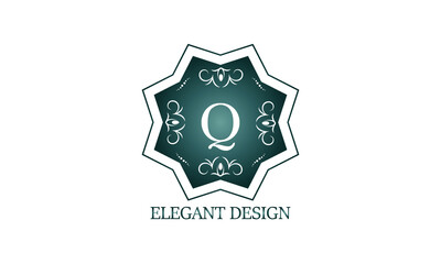 Luxury logo template with the letter Q. Graceful monogram for business, restaurant, royalty, boutique, cafe, hotel, heraldry, jewelry, fashion and others