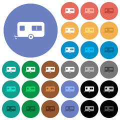 Fototapeta na wymiar Caravan trailer round flat multi colored icons