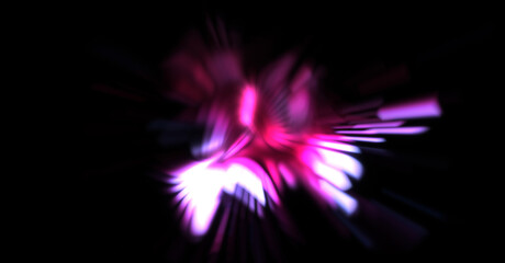 Light particle trails. Light explosion star with glowing particles and lines. Beautiful moving abstract rays background.