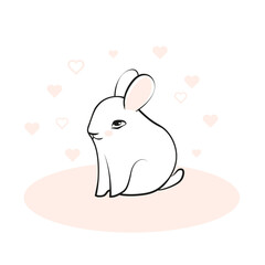 Honey bunny. Funny rabbit hand-drawn flat vector illustration. Funny animal card. Valentine day. Easter rabbit.