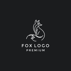 Fox line logo, template, and vector in black background