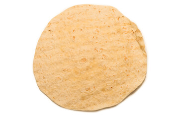 Grilled pitta bread isolated on white background.