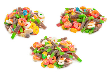 Assorted gummy candies. Top view. Jelly  sweets.