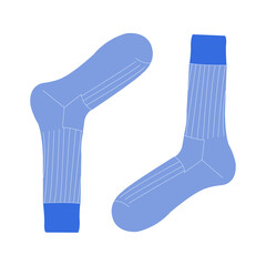 warm blue winter socks isolated on white