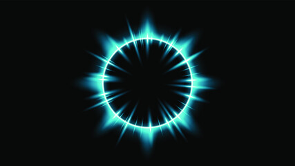 Sun Eclipse Color Fire Dark Background Vector Moon Design Style Space Science Glow Light