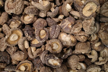 High quality dried shiitake mushrooms at the supermarket.