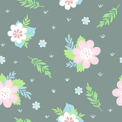 Seamless floral pattern on a dark background. Good for textiles, fabrics, wallpaper
