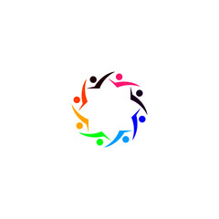 Colorful people together sign, symbol, artwork isolated on white