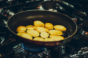 frying pan with potatoes