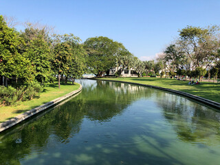 Canal through King Rama IX Park in Bangkok