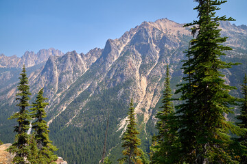 Rainy Pass North Cascades National Park. Mountain peaks in North Cascades National Park. Washington State, USA.

