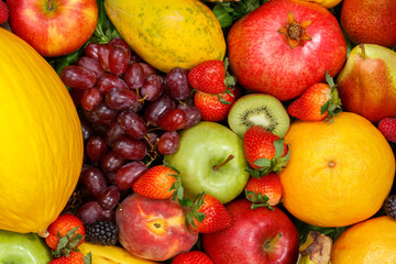 Food background fruits collection apples berries oranges fruit
