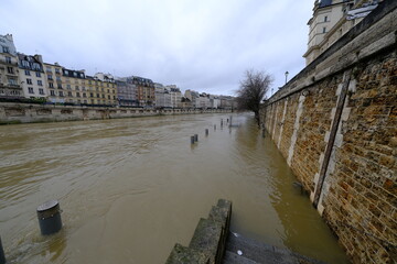 The Seine river in flood the 3rd February 2021.