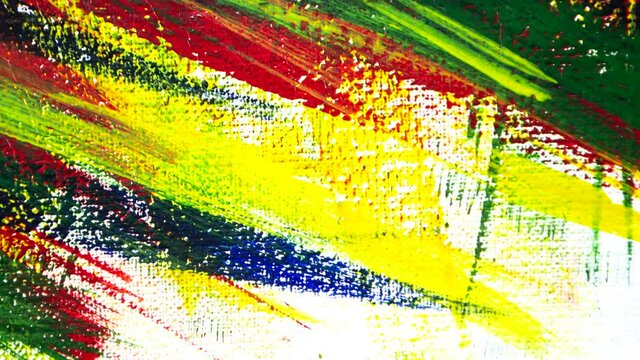 Bright variegated multicolored background of brush strokes with different paint