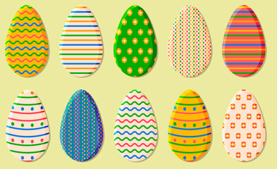 Happy easter  set  of 10 eggs with different designs