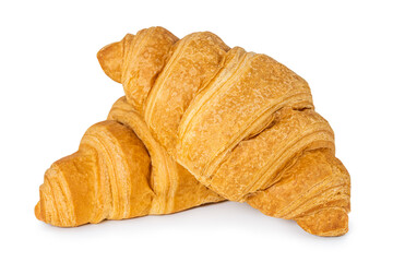 Croissants isolated on white background. Delicious, fresh croissants