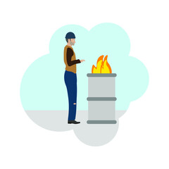 vector of homeless man on the street