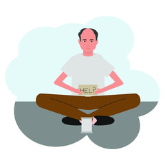 vector of homeless man on the street