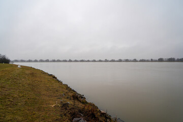 Flood on the Danube at the lock in Geisling near Regensburg in Bavaria