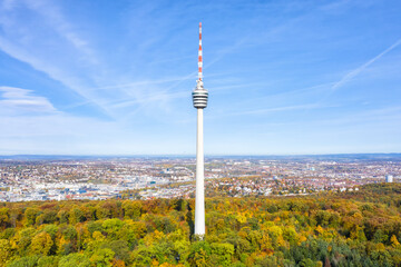 Stuttgart tv tower Germany skyline aerial photo view town architecture travel