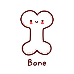 Cute happy funny human bone organ character. Vector flat line cartoon kawaii character illustration icon. Isolated on white background. Bone with face character mascot concept