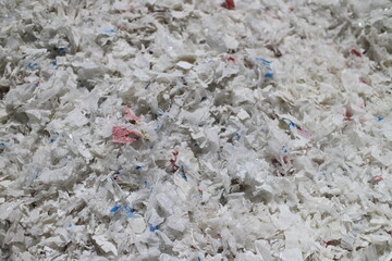 Waste recycling shredded plastic and scrap