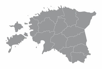 The Estonia isolated map divided in administrative regions