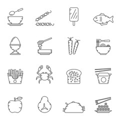 Fototapeta premium Line Food and Drink icons - vector icon Set 2