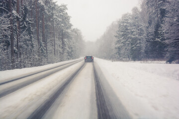 Fototapeta premium snow covered road