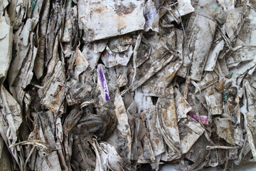 Pressed dirty plastic in a bale