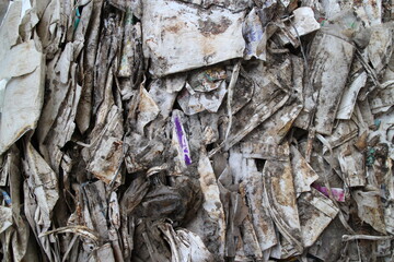 Pressed dirty plastic in a bale