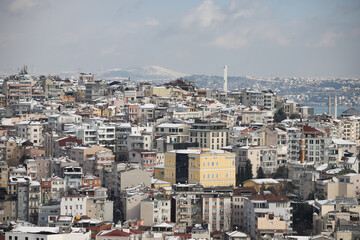 Obraz premium Aerial View of Istanbul City in Snowy day