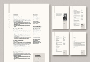 Resume Layout with Light Gray Accents