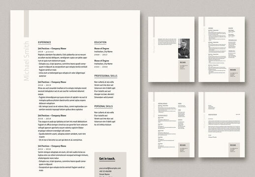 Resume Layout with Light Gray Accents