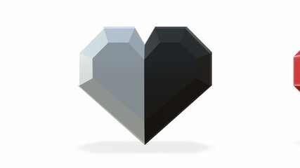 Valentines day background concept. Paper geometric volume heart on pink background 3d-illustration, 3d-rendering