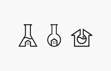 Glass Laboratory House Logo Vector Template