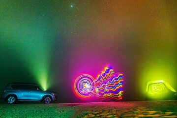Night creative time in desert ,safari in Abudhabi