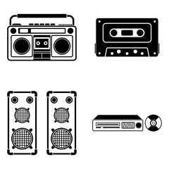 audio player icon set vector sign symbol