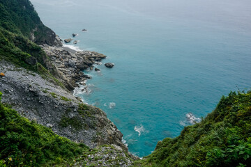 Beautiful landscape of cliffs near the Pacific Ocean on the east coast of Taiwan