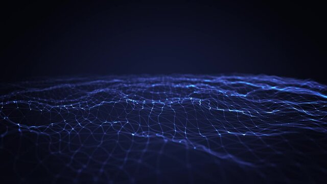 Abstract 3d Fractal Wire Sphere Background Seamless Looping/ 4k animation of an abstract technology background with wireframe sphere waving and flowing seamless looping