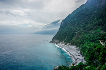 Beautiful landscape of cliffs near the Pacific Ocean on the east coast of Taiwan