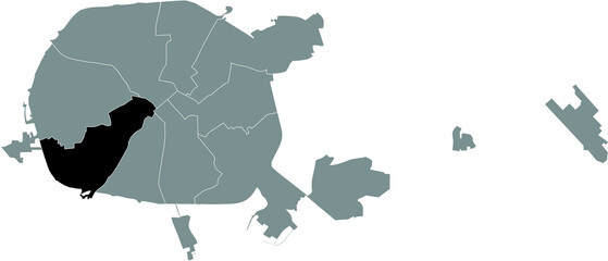 Black location map of Maskowski raion (Moscow district) inside gray map of Minsk, Belarus