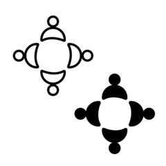 Four men talk at the round table, icon.