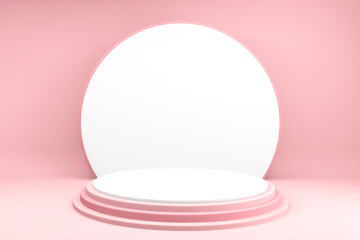 Valentine pink podium minimal design product scene. 3d rendering