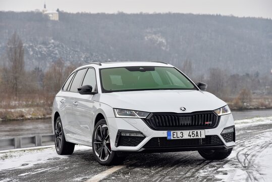 Skoda Octavia RS iV. Plug-in hybrid car. Main view. 12-03-2020, Prague, Czech Republic.