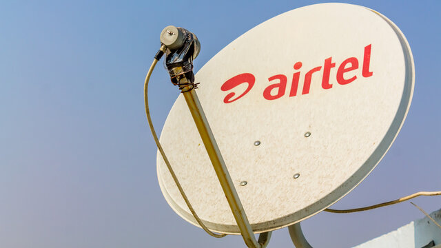 Close-up view of Airtel Digital DTH Dish Antenna