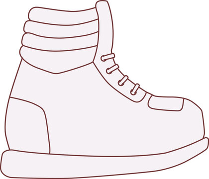 winter boots brown contour vector