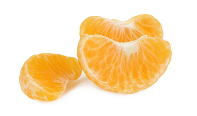 Mandarin slices isolated on white background