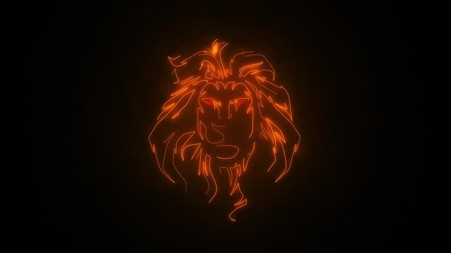 Orange Lion Animated Logo with Reveal Effect Graphic Element