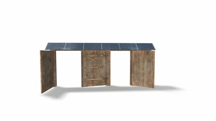 vintage wooden door on the white background 3d-illustration3d-rendering